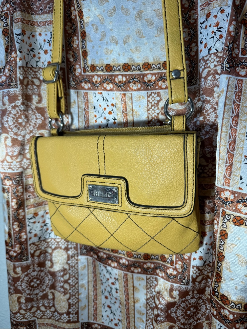 Relic Yellow Quilted Crossbody Bag
